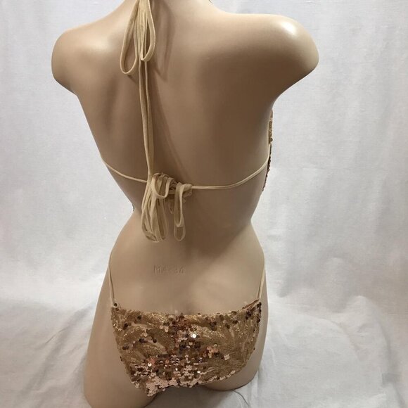 Gold Sequence Size Medium Bodysuit Sexy Long - Picture 3 of 3